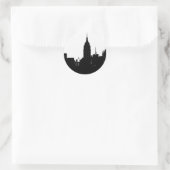 Schwarz-weiße New Yorker Silhouette Runder Aufkleber (Tasche)