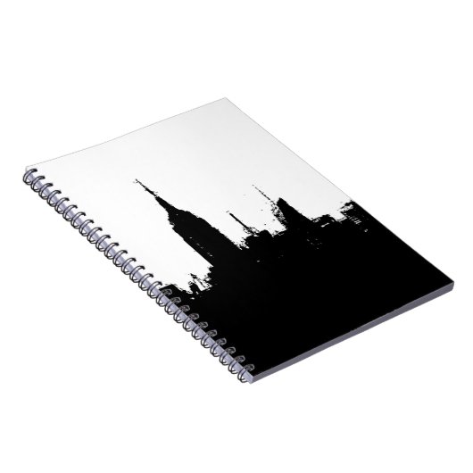 Schwarz-weiße New Yorker Silhouette Skyline-Notebo Notizblock (Rechte Seite)