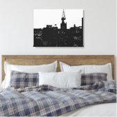 Schwarz-weiße New Yorker Silhouette umhüllte Canva Leinwanddruck (Insitu (Schlafzimmer))