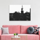 Schwarz-weiße New Yorker Silhouette umhüllte Canva Leinwanddruck (Insitu (Wohnzimmer))