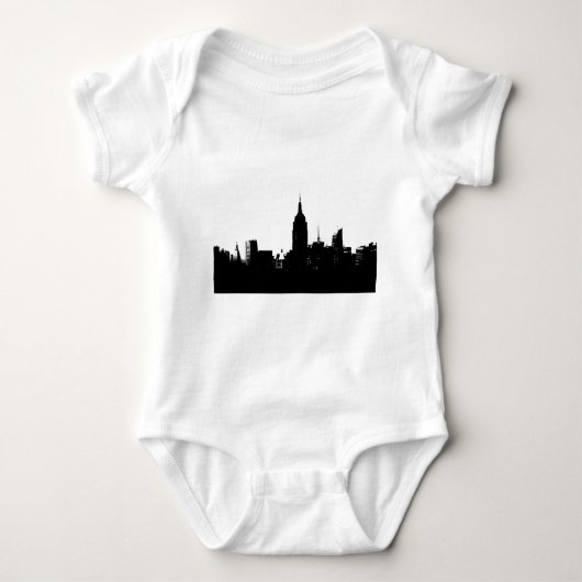 Schwarz-weiße New- YorkSilhouette Baby Strampler (Vorderseite)