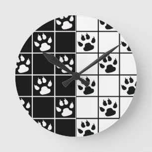Schwarz-weiße Niedliche Windows-Paarung Kariert Runde Wanduhr