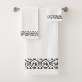 Schwarz-weiße norwegische Grenze Badhandtuch Set