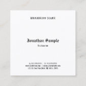 Schwarz-weiße Nostalgische Vorlage für altenglisch Quadratische Visitenkarte (Rückseite)