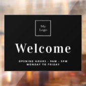 Schwarz-weiße Öffnungszeiten des Firmenlogos Fensteraufkleber (Blatt 2)