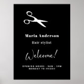 Schwarz-weiße Öffnungszeiten für die Hütte Poster (Vorne)