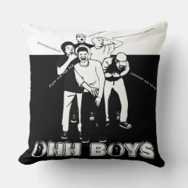Schwarz-weiße OHH BOYS lachen auf Kissen