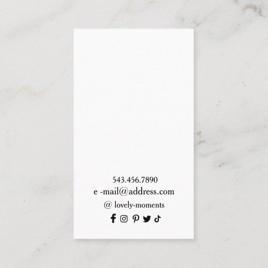 Schwarz-weiße Ohrring-Schmuckkarte Visitenkarte (Rückseite)