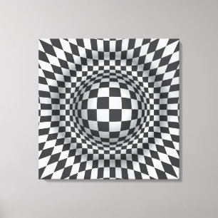 Schwarz-weiße Op-Art-Illustrationskanone Leinwanddruck