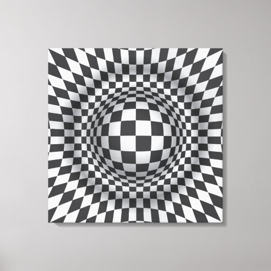 Schwarz-weiße Op-Art-Illustrationskanone Leinwanddruck (Vorderseite)
