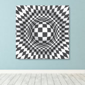 Schwarz-weiße Op-Art-Illustrationskanone Leinwanddruck (Insitu (Holzboden))