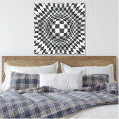 Schwarz-weiße Op-Art-Illustrationskanone Leinwanddruck (Insitu (Schlafzimmer))