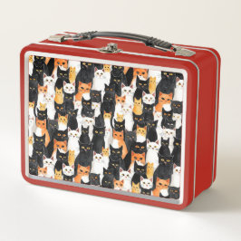 Schwarz-weiße Orange Kitty Cats Metall Brotdose