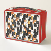 Schwarz-weiße Orange Kitty Cats Metall Brotdose (Rückseite)