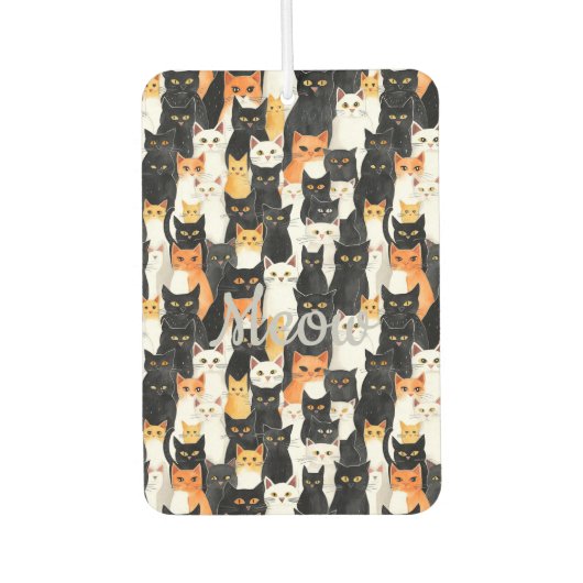 Schwarz-weiße Orangenkatzen Autolufterfrischer (Vorderseite)