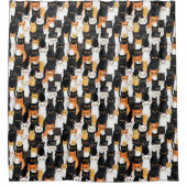 Schwarz-weiße Orangenkatzen Duschvorhang (Vorderseite)