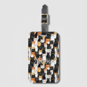 Schwarz-weiße Orangenkatzen Gepäckanhänger (Vorderseite Vertikal)