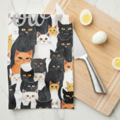 Schwarz-weiße Orangenkatzen Geschirrtuch (Viertel Falte)