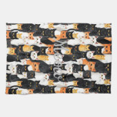 Schwarz-weiße Orangenkatzen Geschirrtuch (Horizontal)