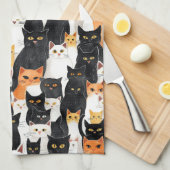 Schwarz-weiße Orangenkatzen Geschirrtuch (Viertel Falte)