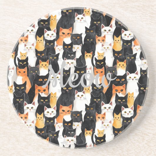 Schwarz-weiße Orangenkatzen Getränkeuntersetzer (Vorne)