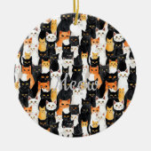 Schwarz-weiße Orangenkatzen Keramik Ornament (Vorne)