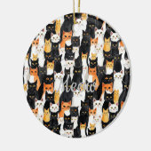 Schwarz-weiße Orangenkatzen Keramik Ornament (Links)