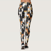 Schwarz-weiße Orangenkatzen Leggings (Rückseite)