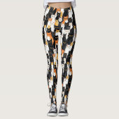 Schwarz-weiße Orangenkatzen Leggings (Vorderseite)