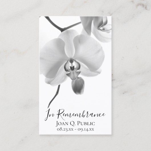 Schwarz-weiße Orchidee zum Gedenkgebet zur Stammes Visitenkarte (Vorderseite)