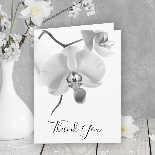 Schwarz-weiße Orchideen auf Stem Beileid Vielen Da Dankeskarte