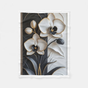 Schwarz-weiße Orchideen-Decke Fleecedecke