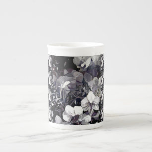Schwarz-weiße Orchideen-multi Streifen Porzellantasse
