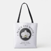 schwarz-weiße Orchideen-Tasche Tasche (Rückseite)