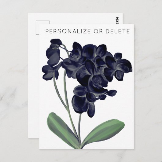 Schwarz-weiße Orchideenflora Personalisiert Postkarte (Vorne/Hinten)