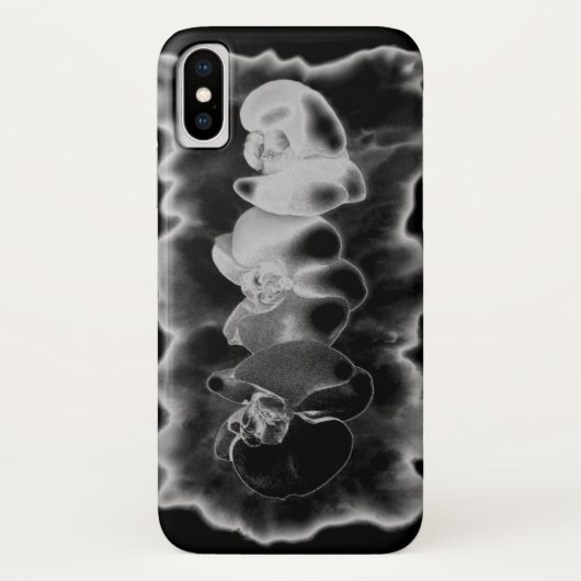 Schwarz-weiße Orchideenmalerei tropisch Case-Mate iPhone Hülle (Rückseite)