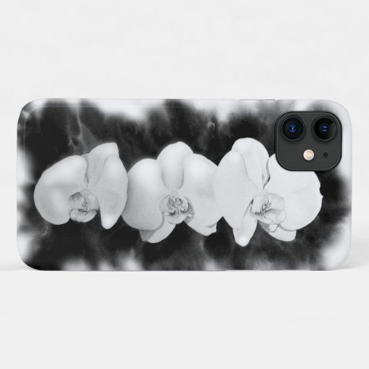 Schwarz-weiße Orchideenmalerei tropisch Case-Mate iPhone Hülle (Rückseite (Horizontal))