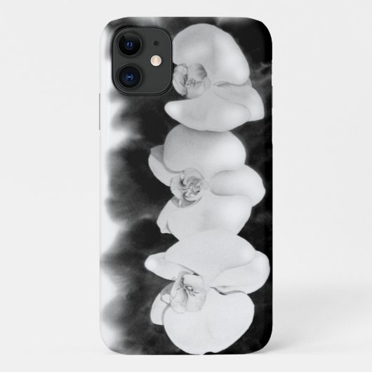 Schwarz-weiße Orchideenmalerei tropisch Case-Mate iPhone Hülle (Rückseite)