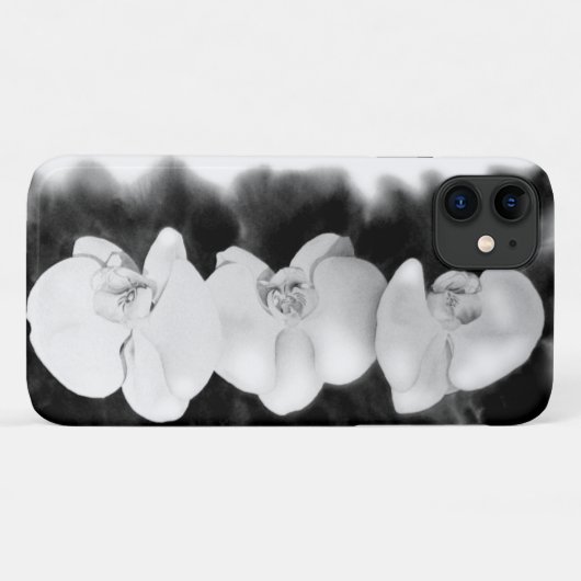 Schwarz-weiße Orchideenmalerei tropisch Case-Mate iPhone Hülle (Rückseite (Horizontal))