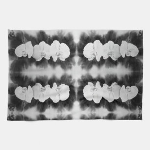 Schwarz-weiße Orchideenmalerei tropisch Geschirrtuch