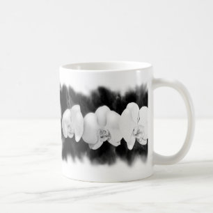 Schwarz-weiße Orchideenmalerei tropisch Kaffeetasse