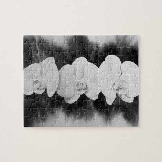 Schwarz-weiße Orchideenmalerei tropisch Puzzle (Horizontal)