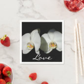 Schwarz-weiße Orchideenmalerei tropisch Serviette (Beispiel)