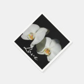 Schwarz-weiße Orchideenmalerei tropisch Serviette (Ecke)