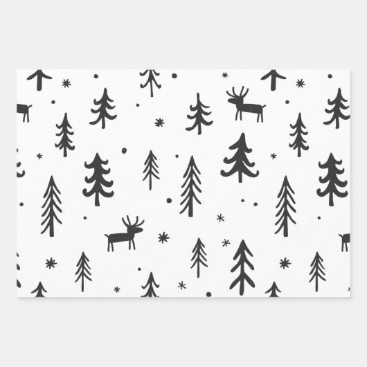 Schwarz-weiße Ornamente - Muster Geschenkpapier Set (Vorderseite 2)