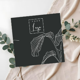 Schwarz-weiße Palm-Blätter Sketch-Netzklassenanzei Quadratische Visitenkarte