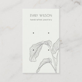 Schwarz-weiße Palm-Blätter - Sketch-Ohrring-Anzeig Visitenkarte