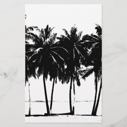 Schwarz-weiße Palmen Silhouette Briefpapier (Vorderseite)