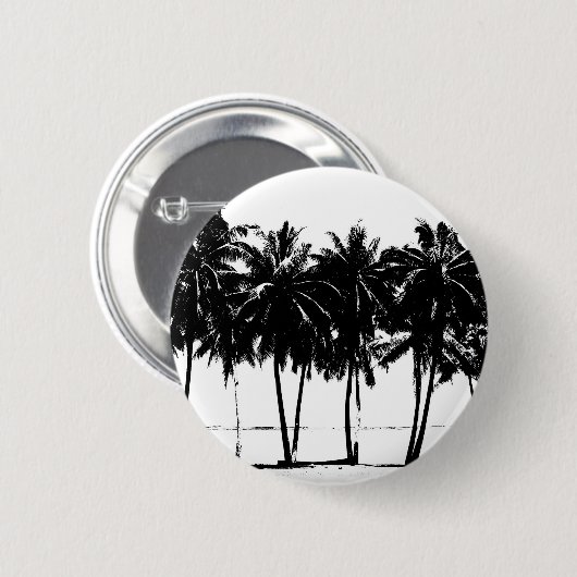 Schwarz-weiße Palmen Silhouette Button (Vorne & Hinten)
