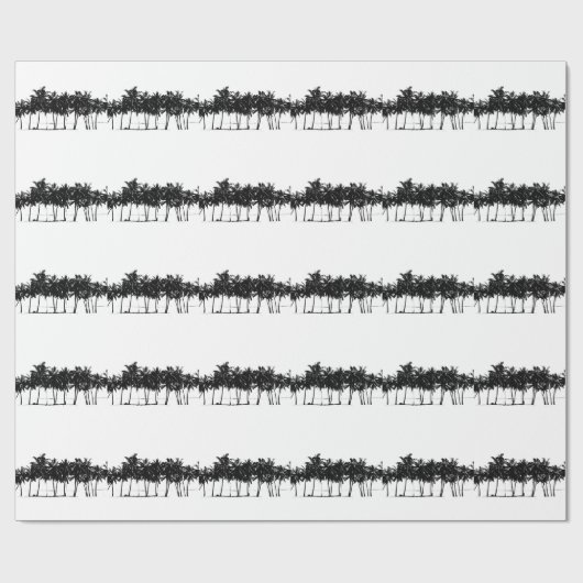 Schwarz-weiße Palmen Silhouette Geschenkpapier (Flach)